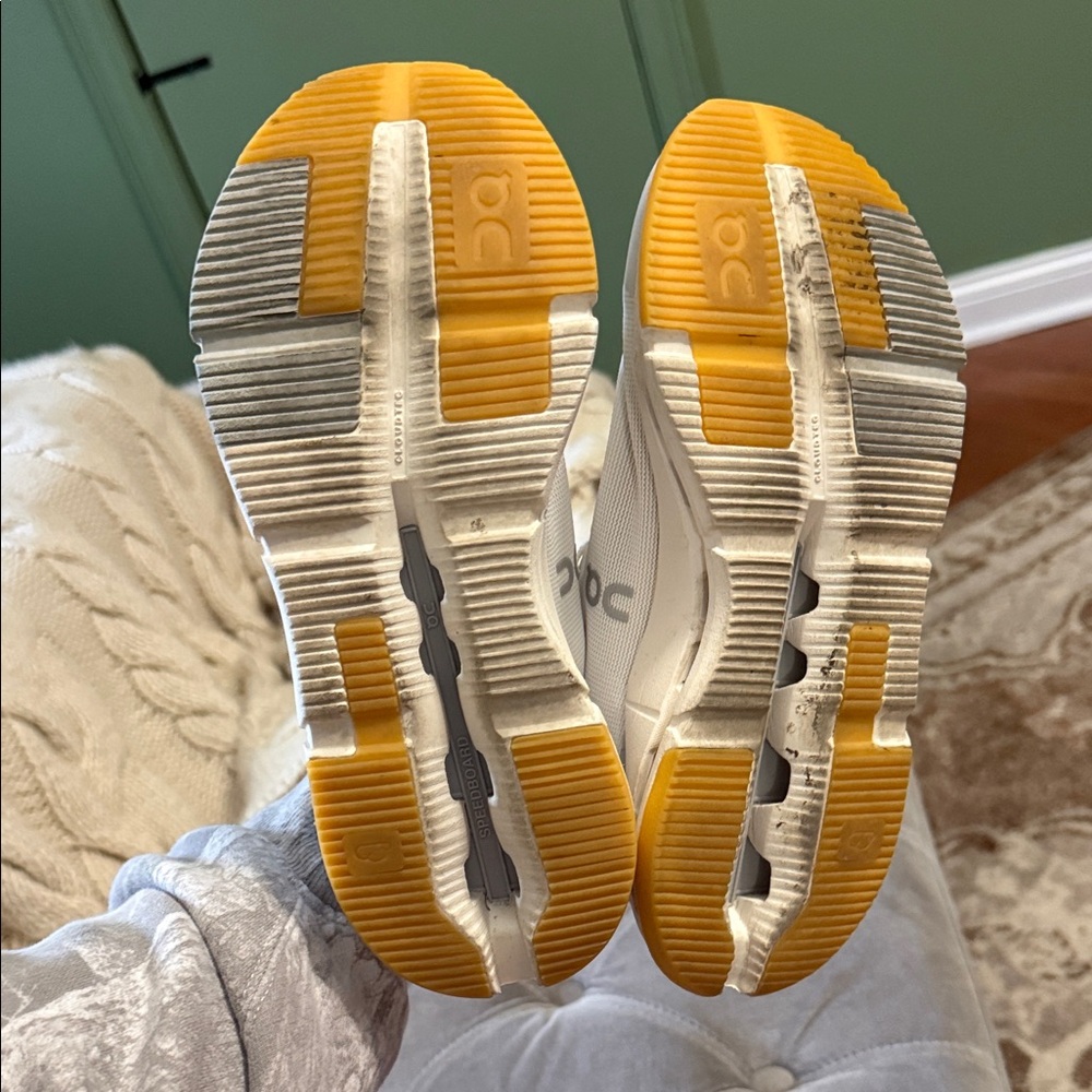 On Cloudtec White Sneakers with Gum Sole - Picture 4 of 5